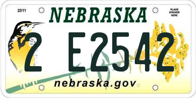 NE license plate 2E2542
