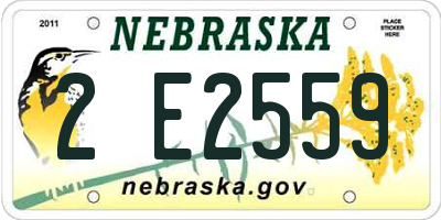 NE license plate 2E2559