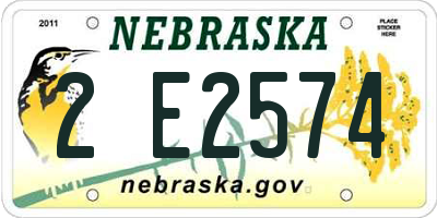 NE license plate 2E2574