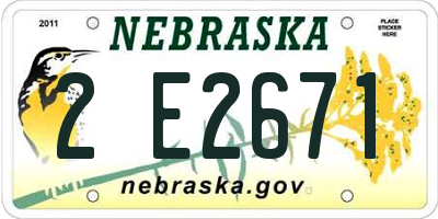 NE license plate 2E2671
