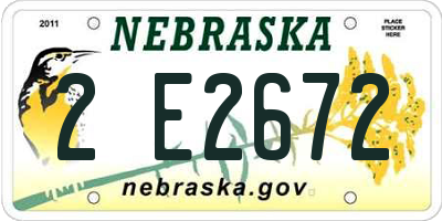 NE license plate 2E2672