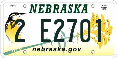 NE license plate 2E2701