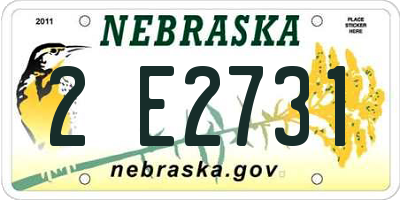 NE license plate 2E2731