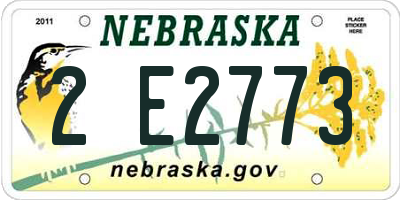 NE license plate 2E2773