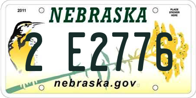 NE license plate 2E2776