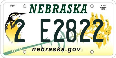 NE license plate 2E2822