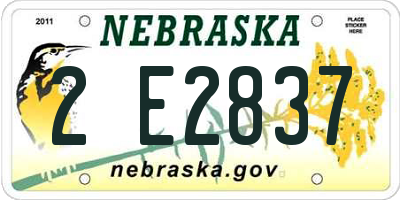 NE license plate 2E2837