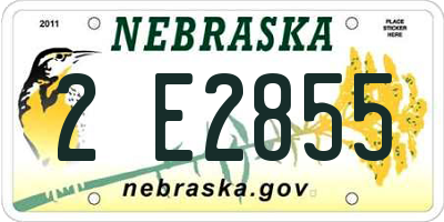 NE license plate 2E2855