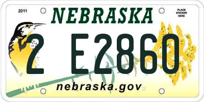NE license plate 2E2860