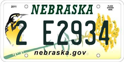 NE license plate 2E2934