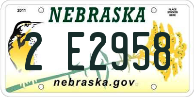 NE license plate 2E2958