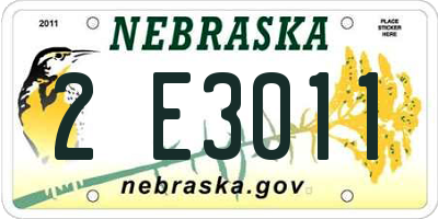 NE license plate 2E3011