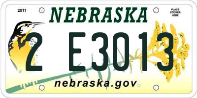 NE license plate 2E3013