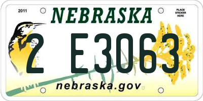 NE license plate 2E3063