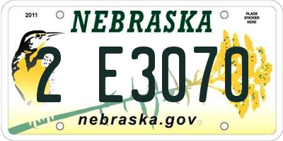 NE license plate 2E3070