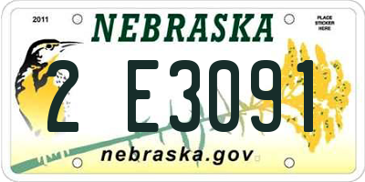 NE license plate 2E3091