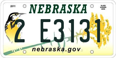 NE license plate 2E3131
