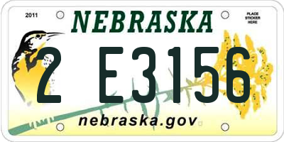 NE license plate 2E3156