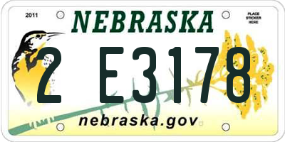 NE license plate 2E3178
