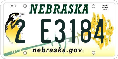 NE license plate 2E3184