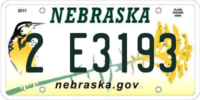 NE license plate 2E3193