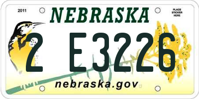 NE license plate 2E3226