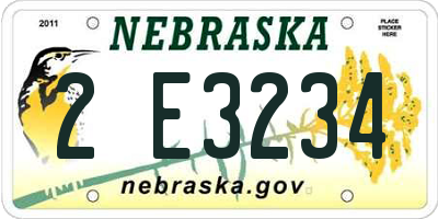 NE license plate 2E3234