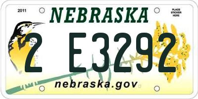 NE license plate 2E3292
