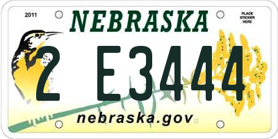 NE license plate 2E3444