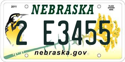 NE license plate 2E3455