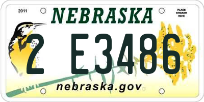 NE license plate 2E3486