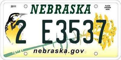 NE license plate 2E3537