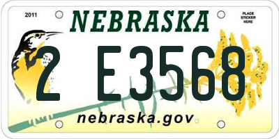 NE license plate 2E3568