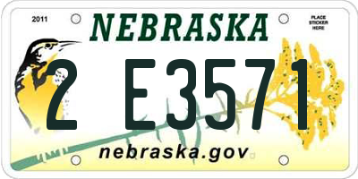 NE license plate 2E3571
