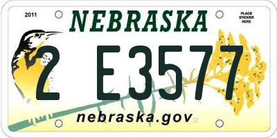 NE license plate 2E3577