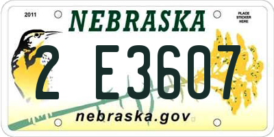 NE license plate 2E3607