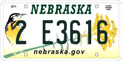 NE license plate 2E3616