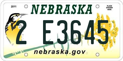 NE license plate 2E3645