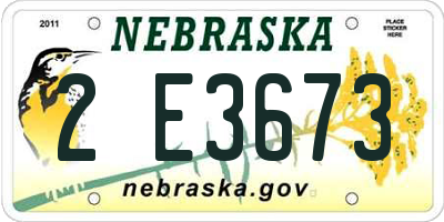 NE license plate 2E3673