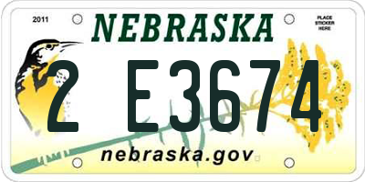 NE license plate 2E3674