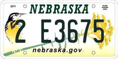 NE license plate 2E3675