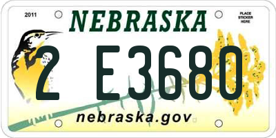 NE license plate 2E3680