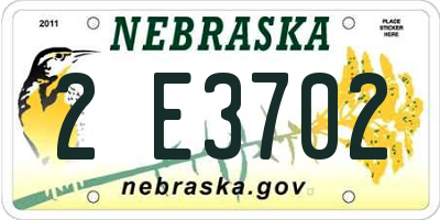 NE license plate 2E3702