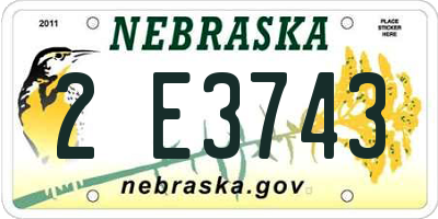 NE license plate 2E3743