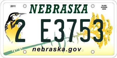 NE license plate 2E3753