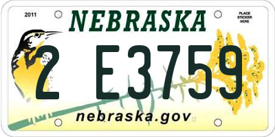 NE license plate 2E3759