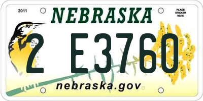 NE license plate 2E3760