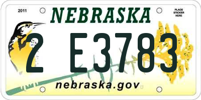NE license plate 2E3783