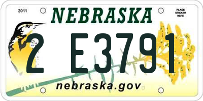 NE license plate 2E3791
