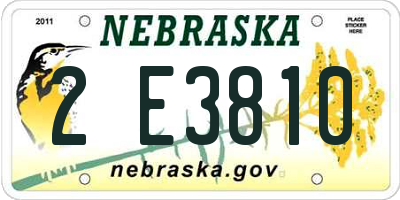 NE license plate 2E3810